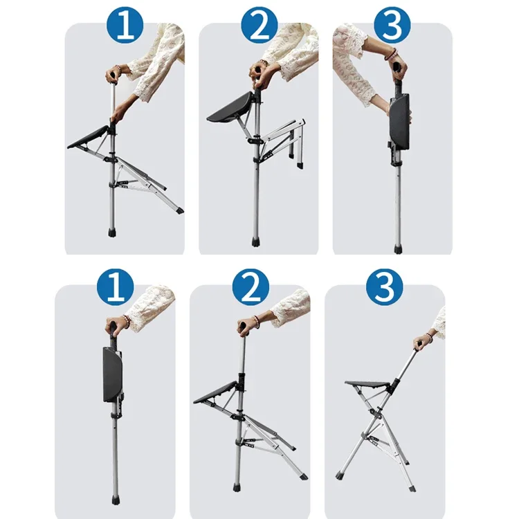 Foldable Cane with Built-in Seat - Image 3