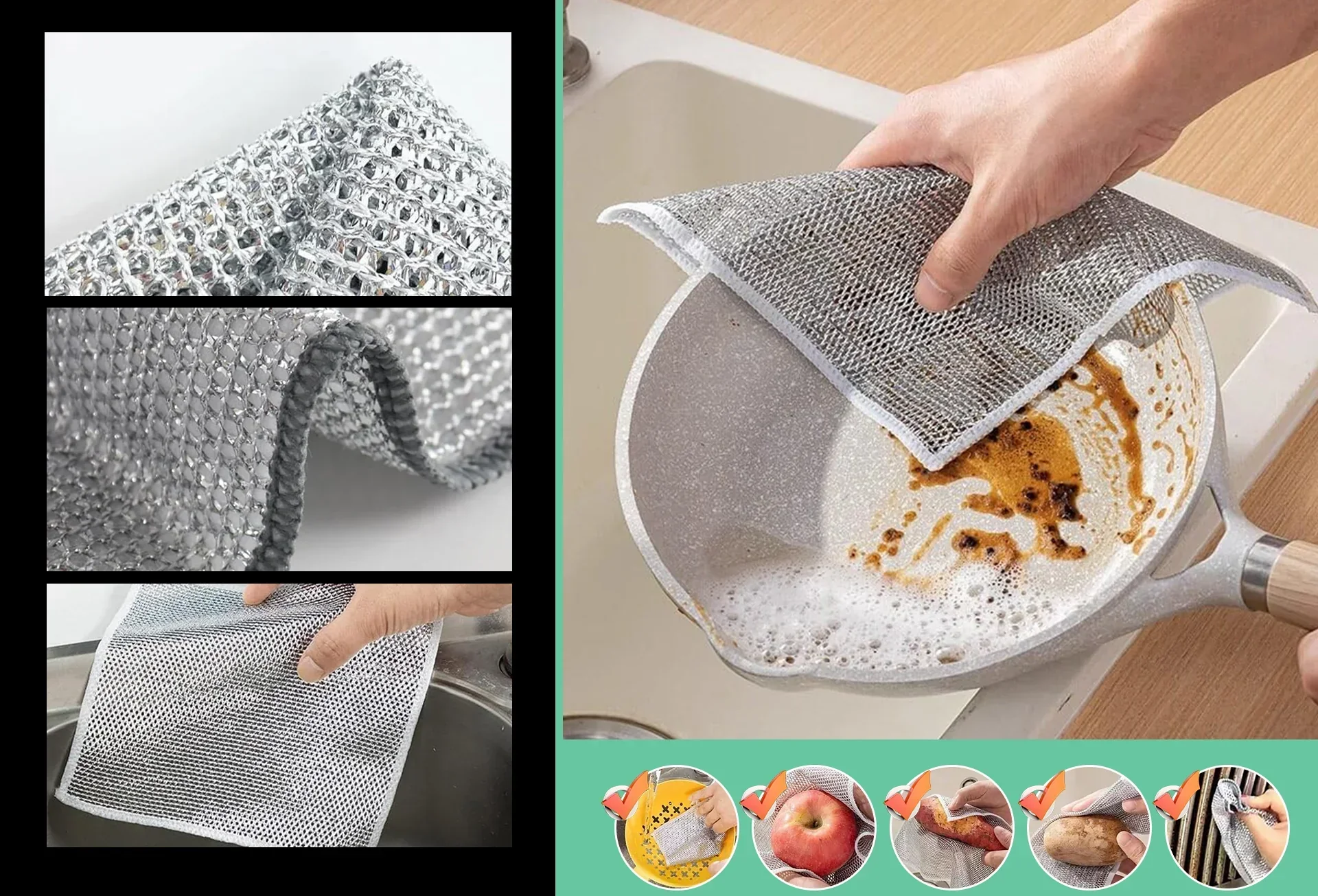 Non-scratch Wire Dishwashing Rags (Set of 10) - Image 9