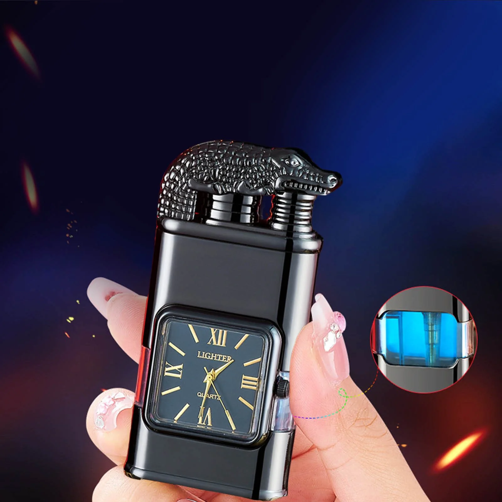Premium Windproof Lighter with Clock - Image 8