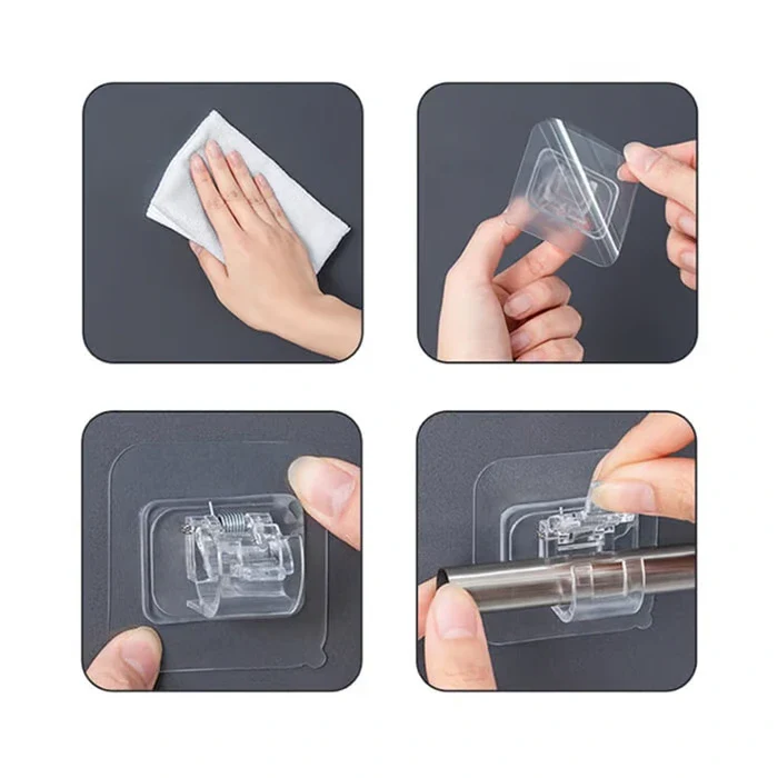 Self-Adhesive Curtain Rod Hooks (Set of 4) - Image 5