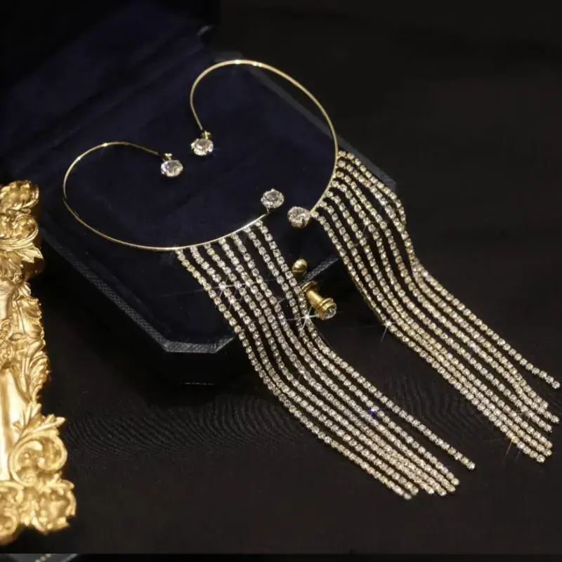 Shiny Long Tassel Earrings