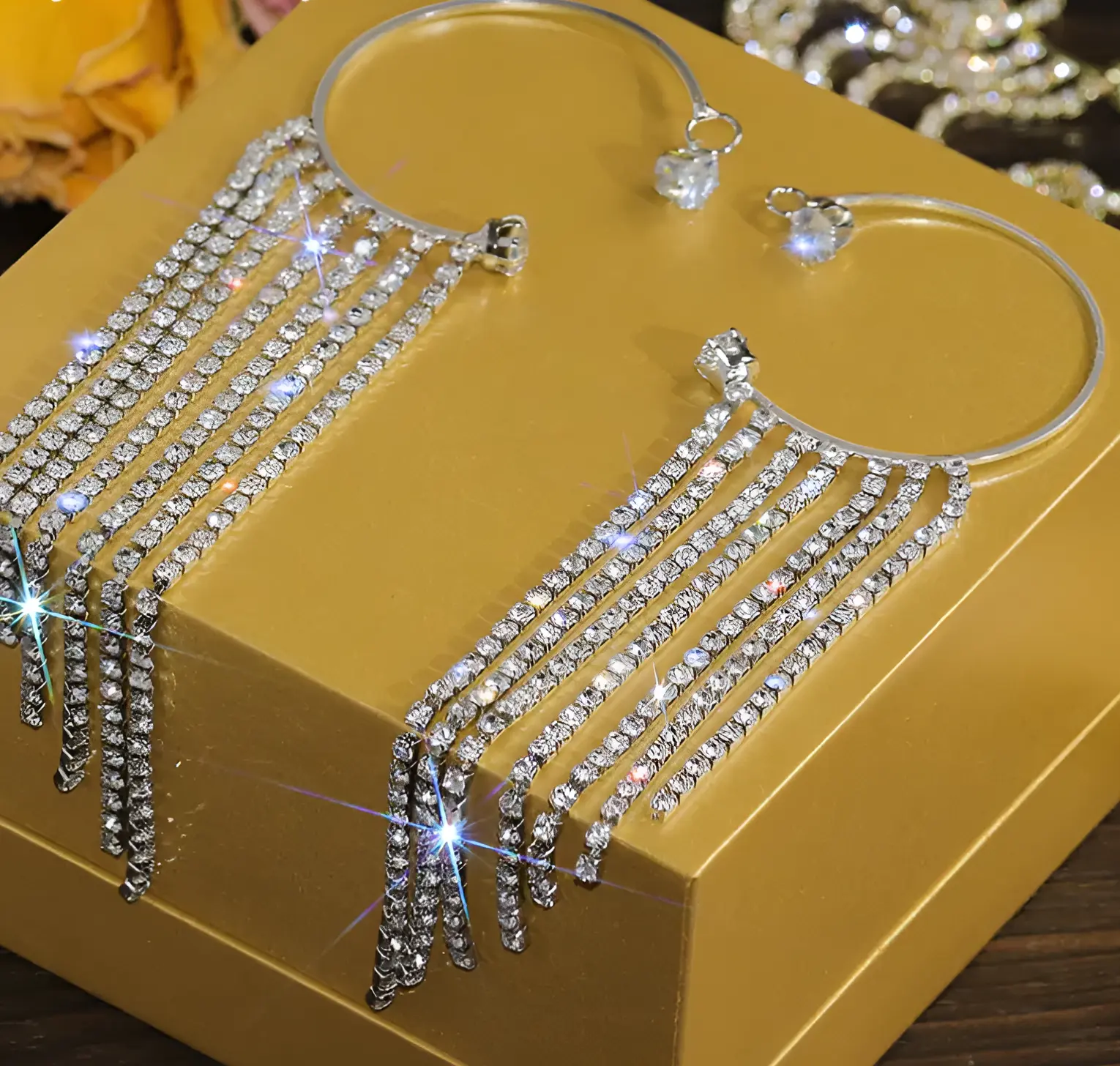 Shiny Long Tassel Earrings - Image 5