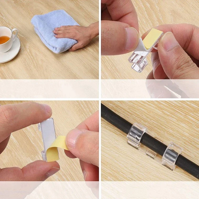 Transparent Adhesive Cable Clips (Set of 20) - Image 2